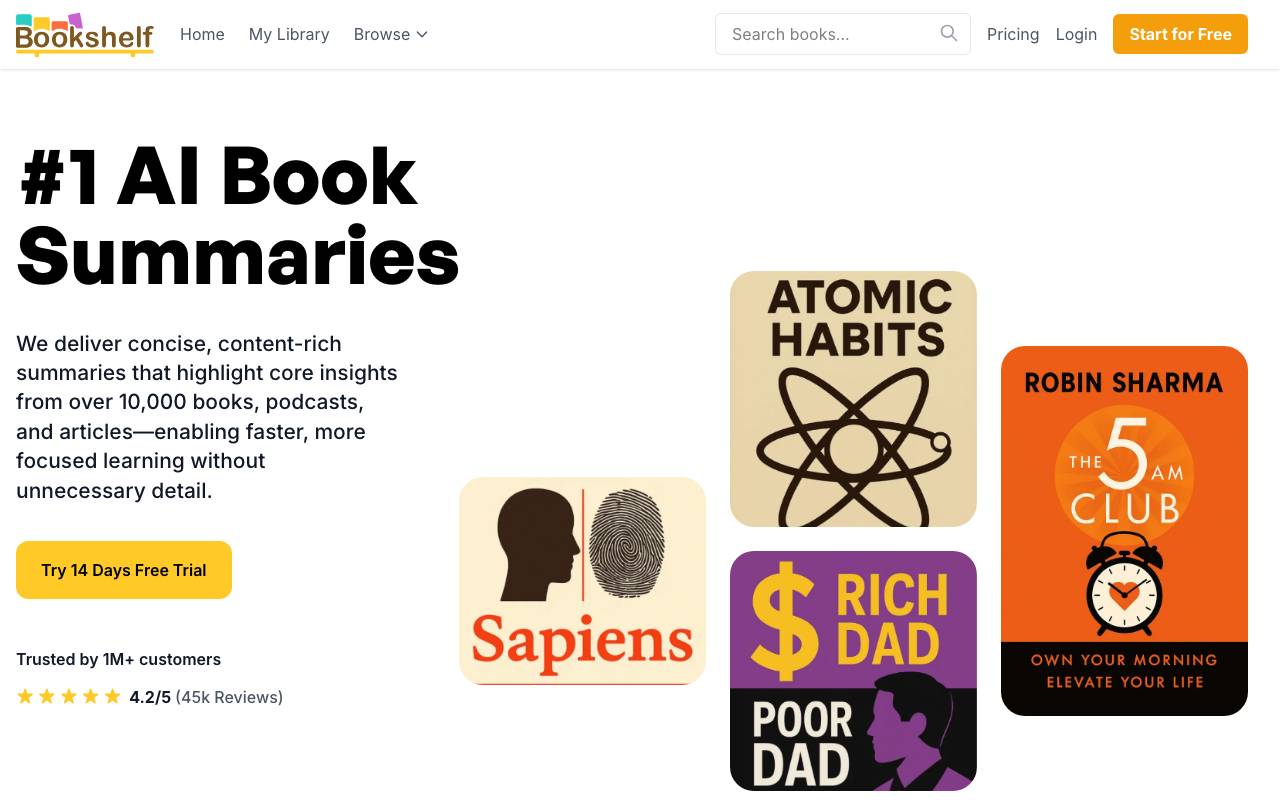 Bookshelf website preview