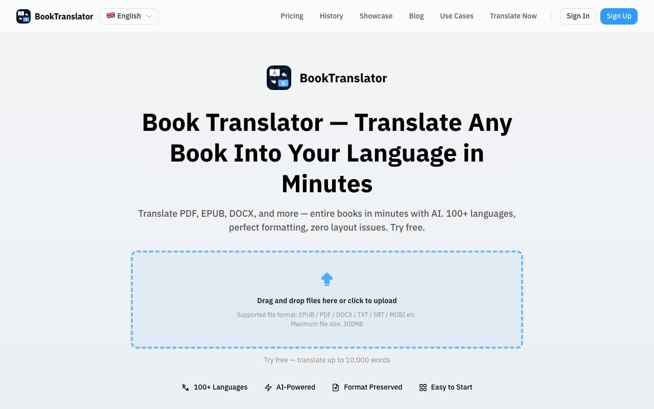BookTranslator website preview
