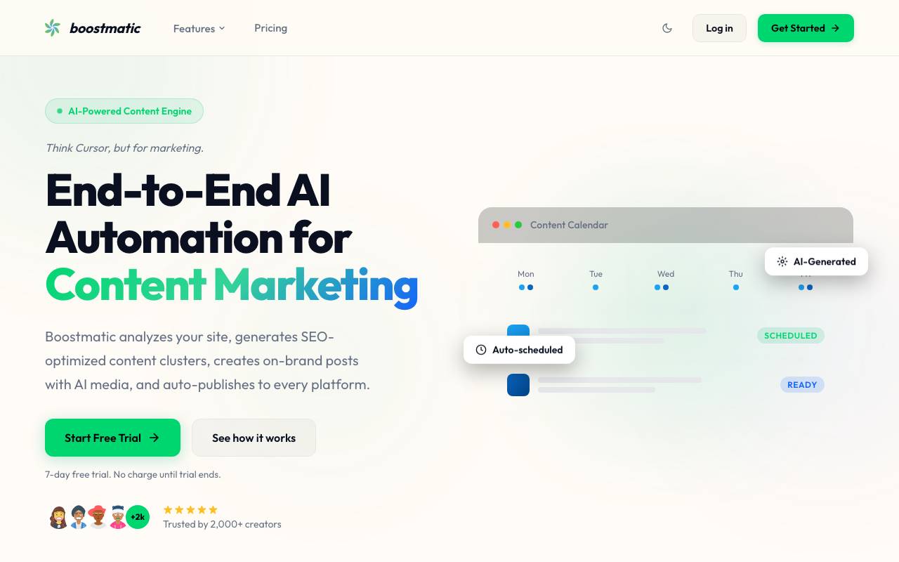 BoostMatic website preview
