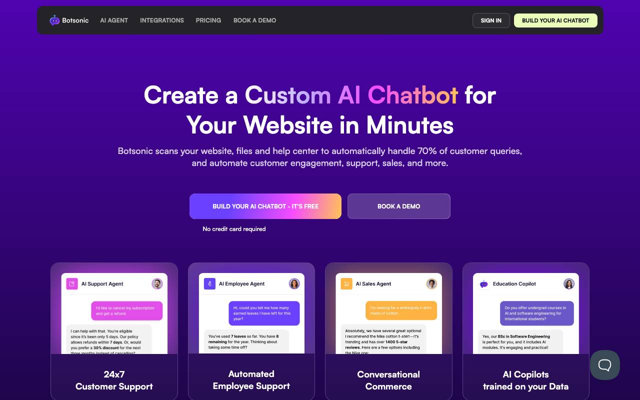 Botsonic website preview