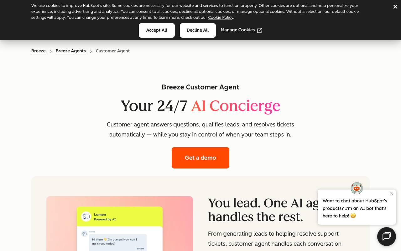 Breeze Customer Agent website preview