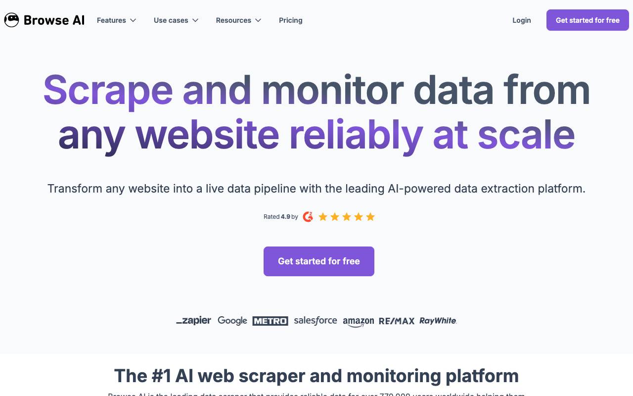 Browse AI website preview