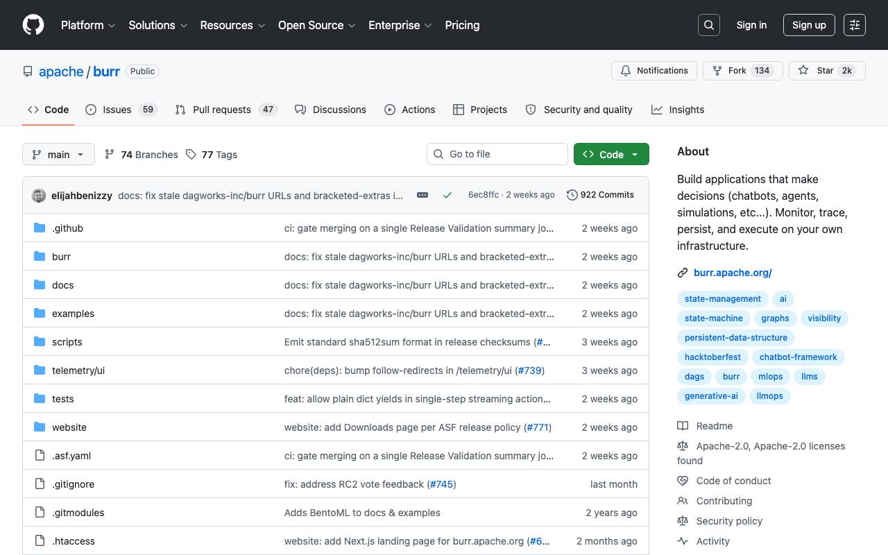 Burr Framework website preview