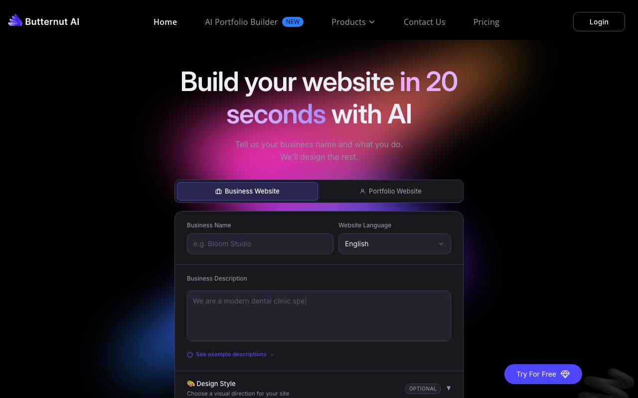 Butternut AI website preview