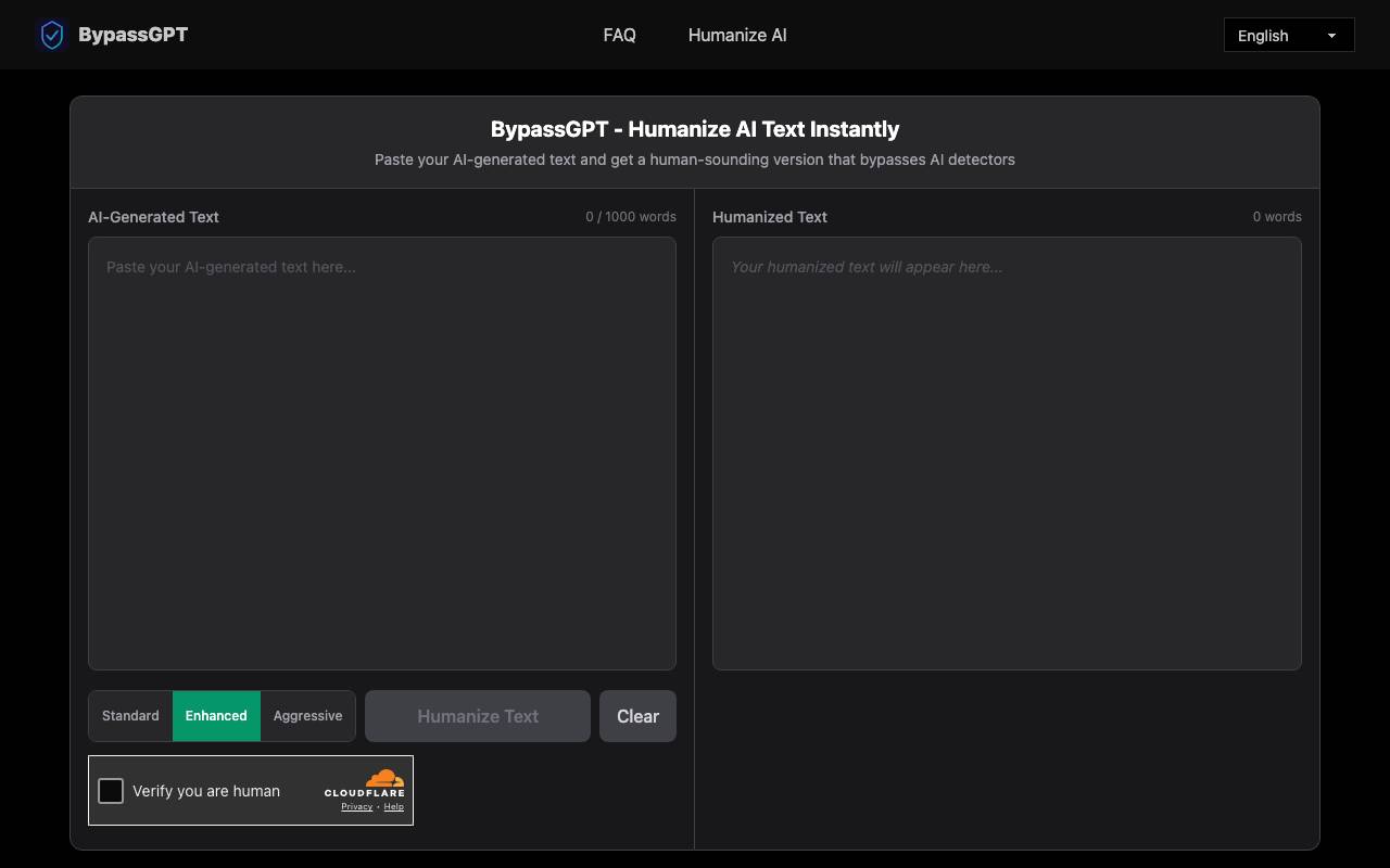 BypassGPT website preview