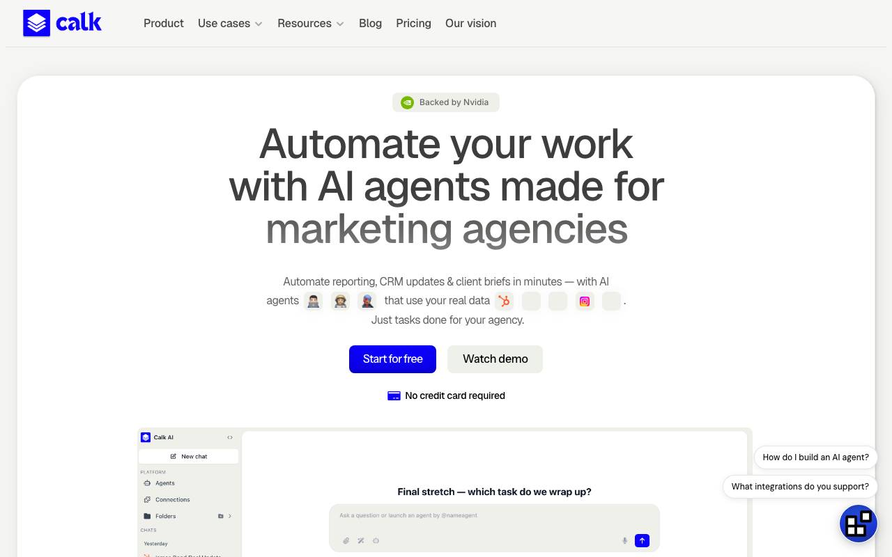 Calk AI website preview