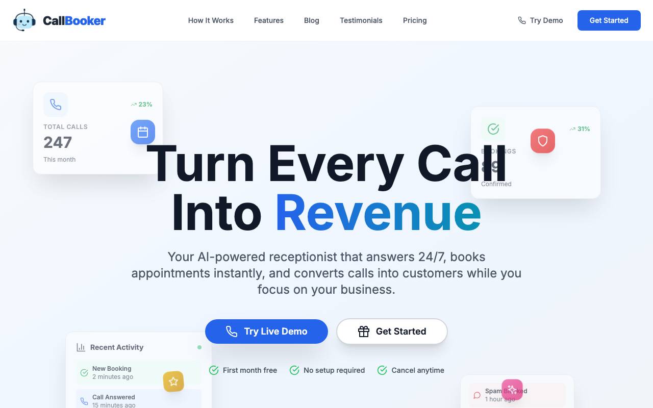 Callbooker website preview