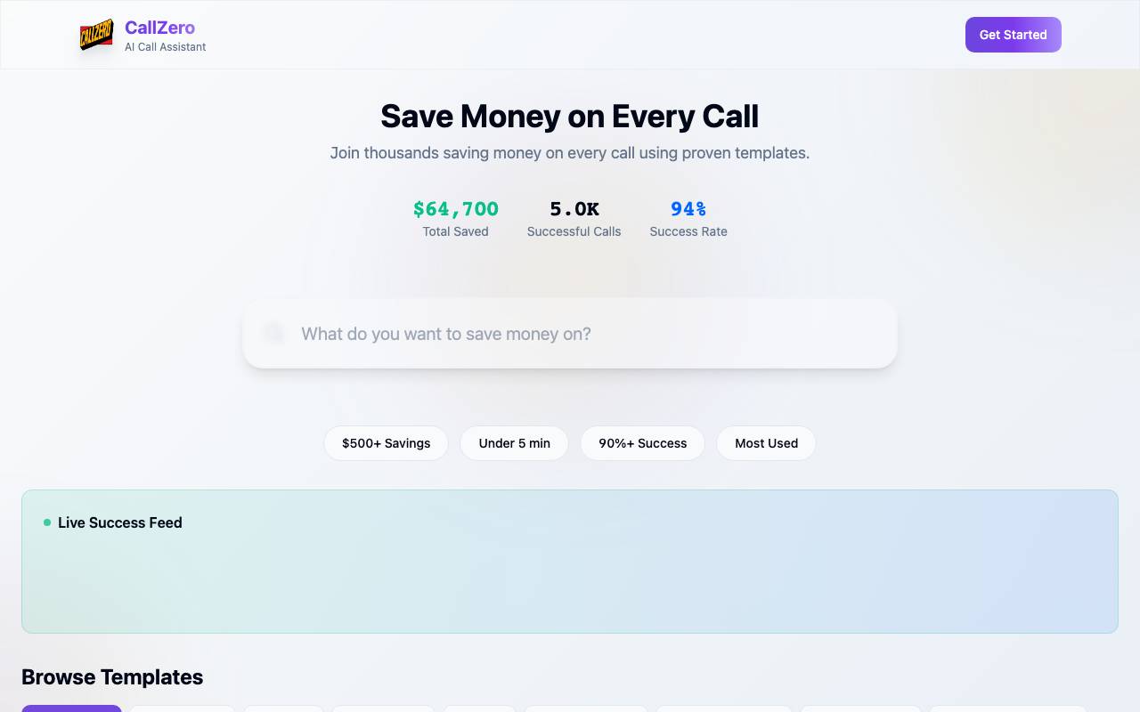 CallZero AI website preview
