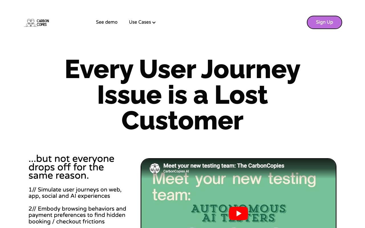 CarbonCopies AI website preview