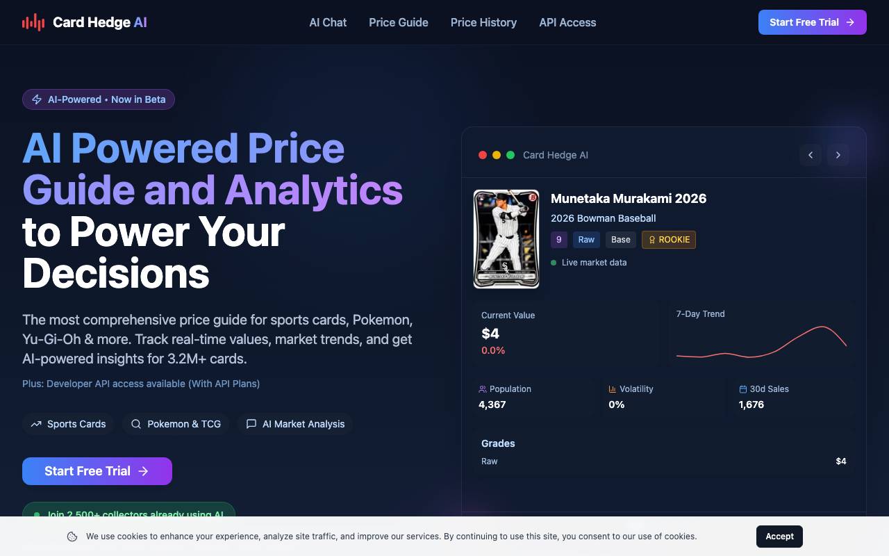 Card Hedge AI website preview
