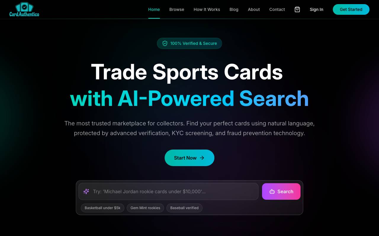 CardAuthentico website preview