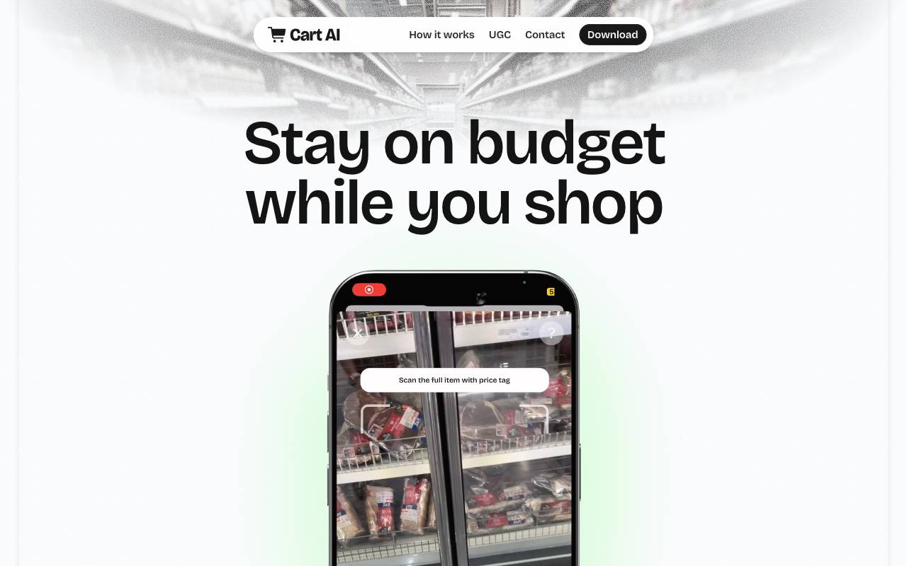 Cart AI – Smart Budget Tracker website preview
