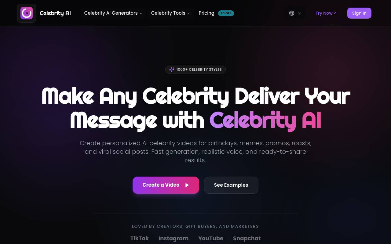 Celebrity AI website preview