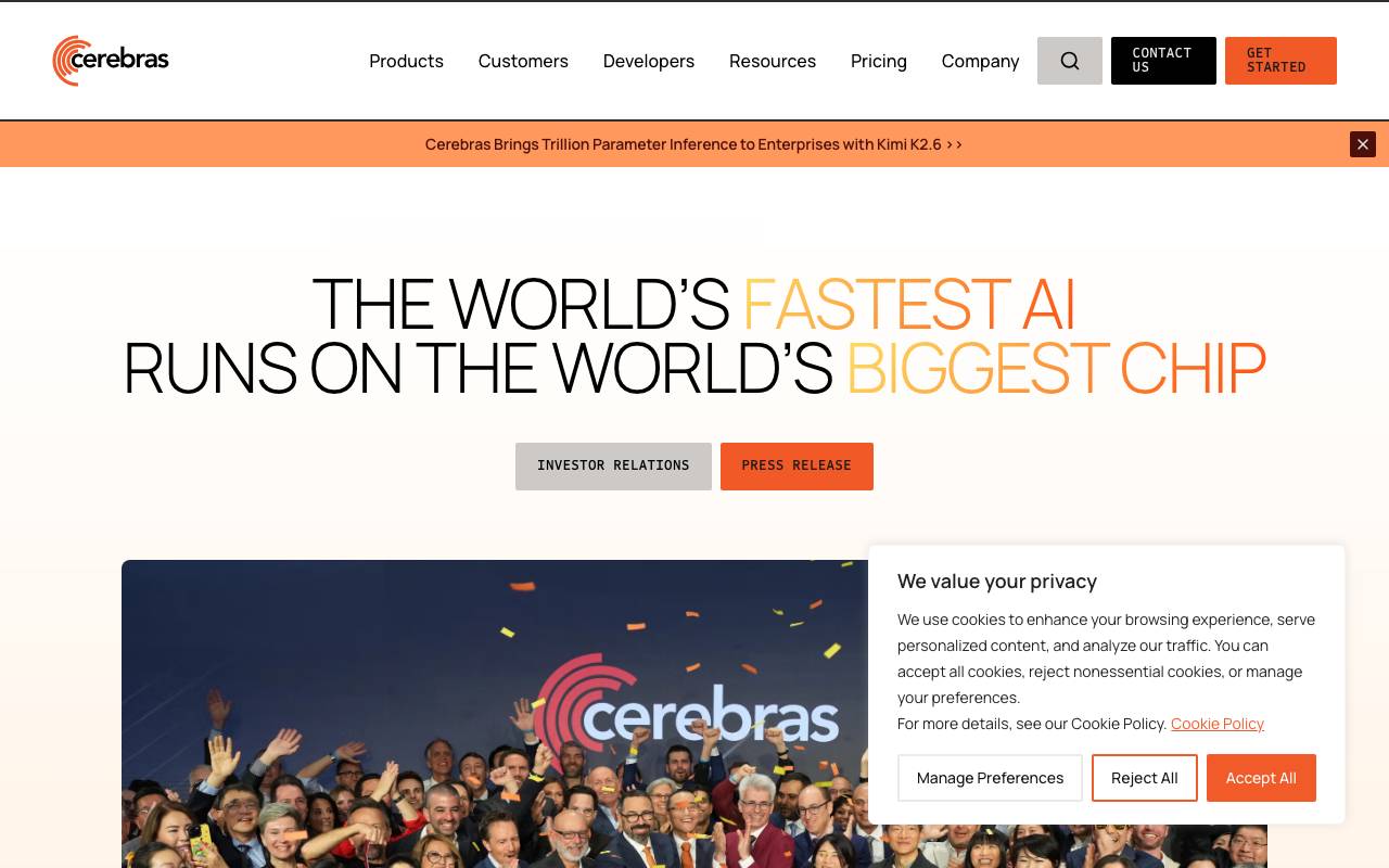 Cerebras AI Agent website preview