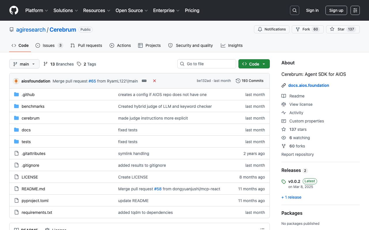 Cerebrum: AIOS SDK website preview