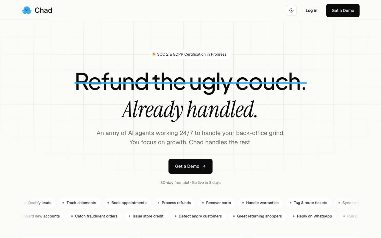 Chad website preview