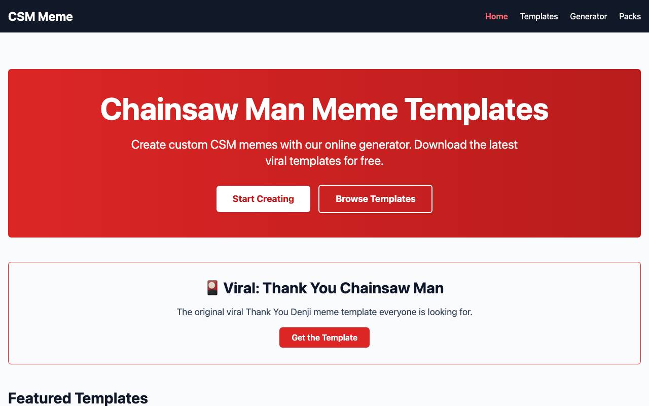 Chainsaw Man Meme Templates website preview