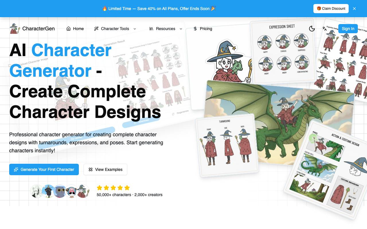 CharacterGen website preview