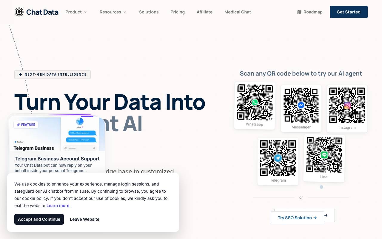 Chat Data website preview