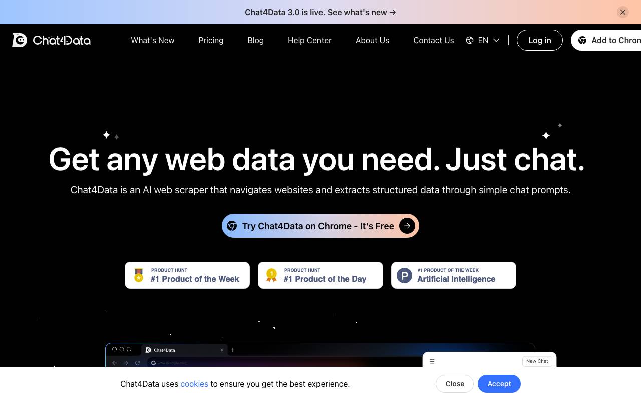 Chat4Data website preview