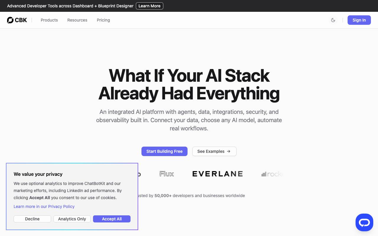 ChatBotKit website preview