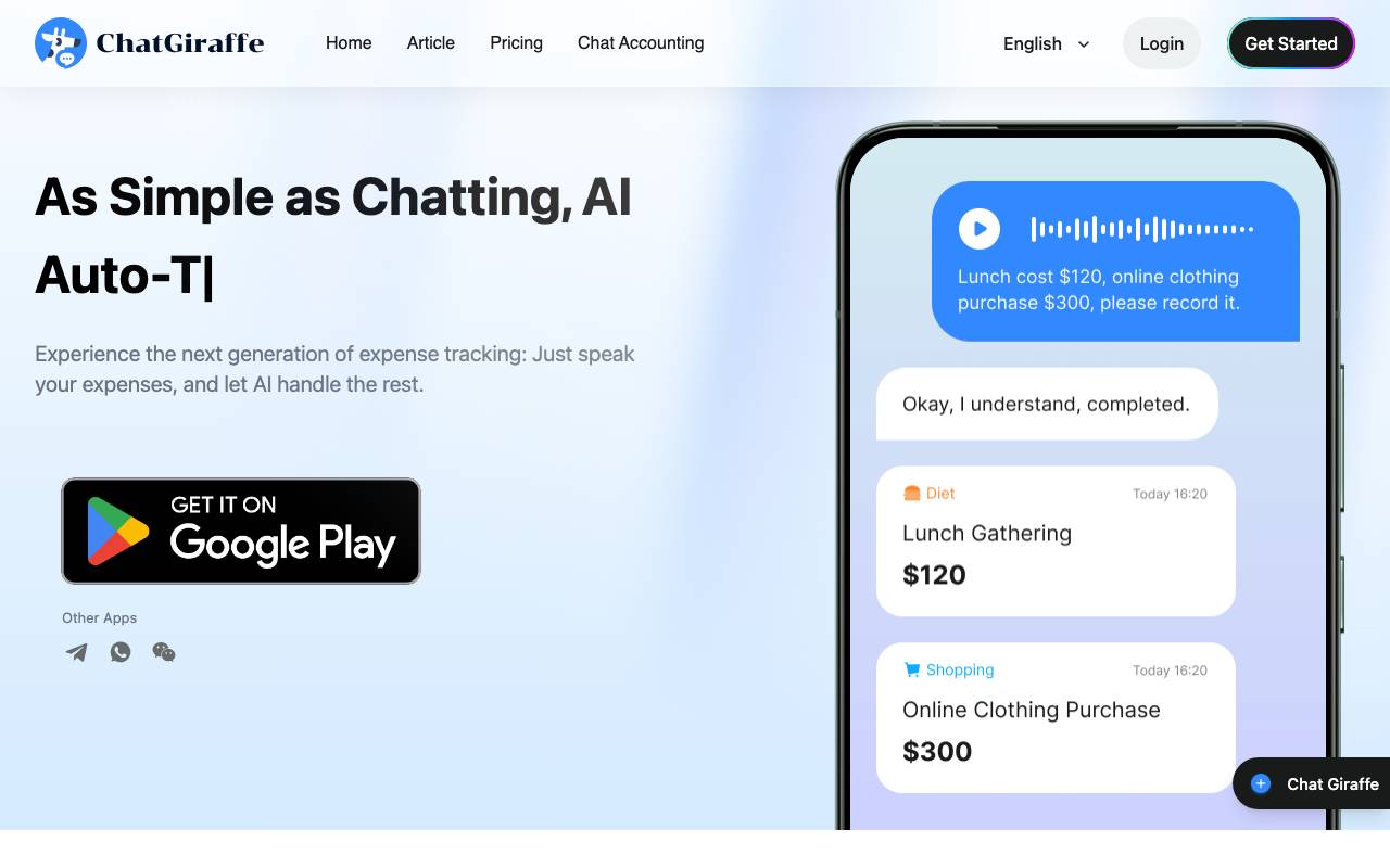 Chatgiraffe website preview