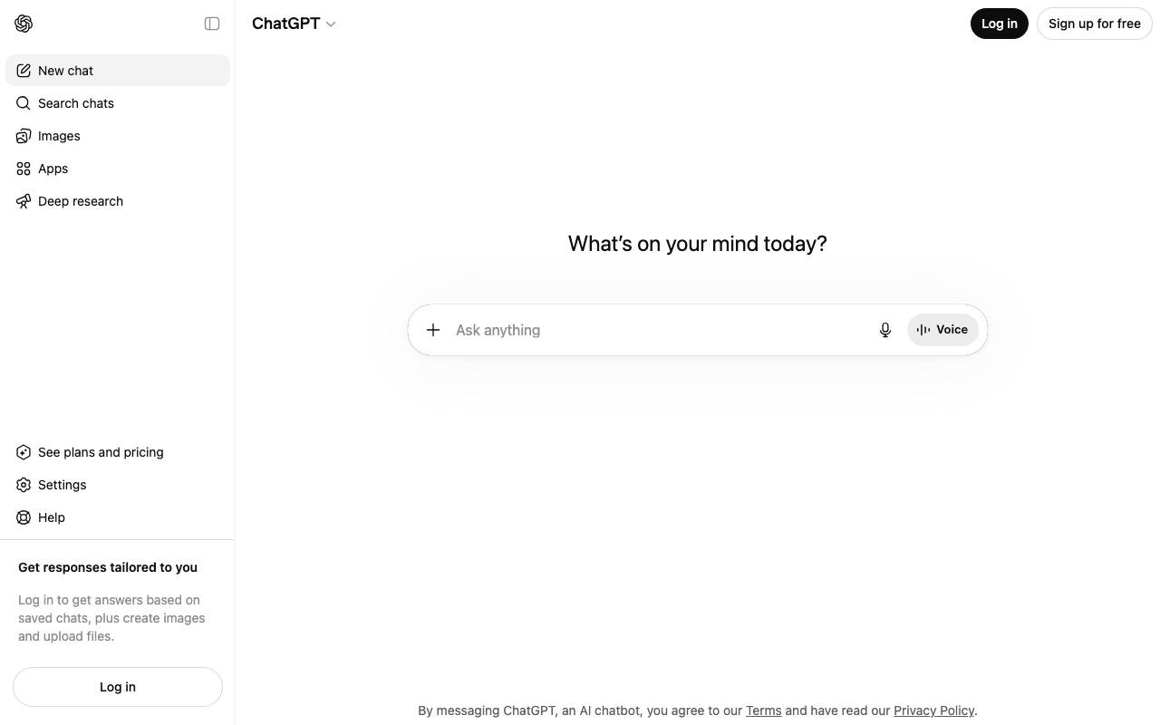 ChatGPT website preview