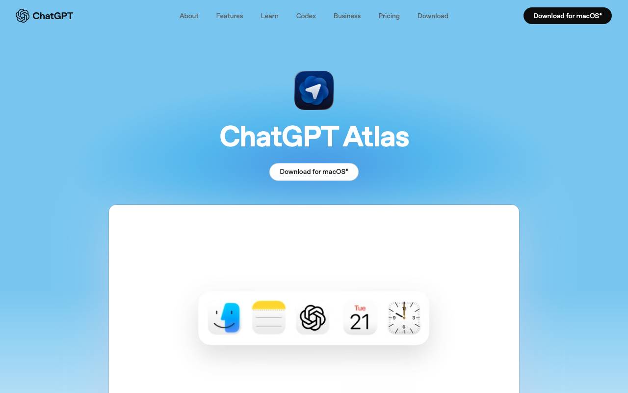 ChatGPT Atlas website preview