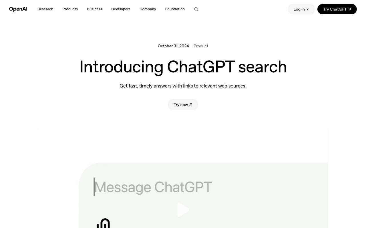 ChatGPT Search website preview