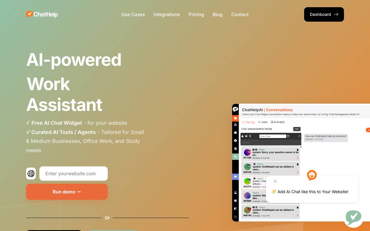 ChatHelp.ai website preview