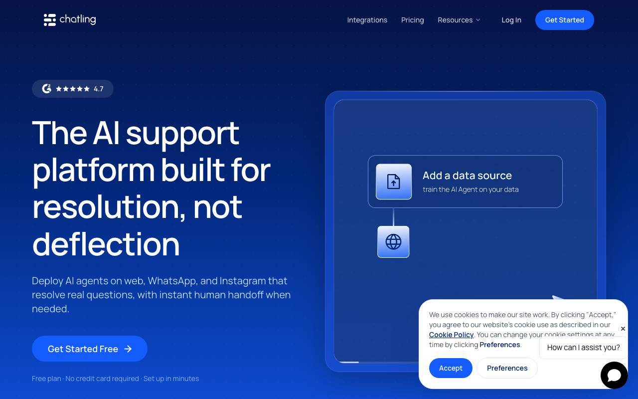 Chatling website preview