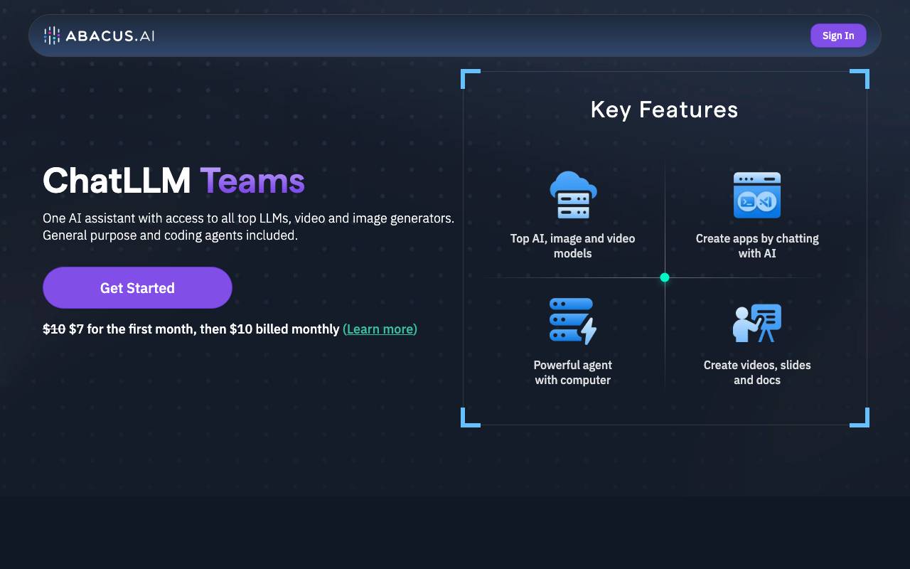 ChatLLM Teams website preview