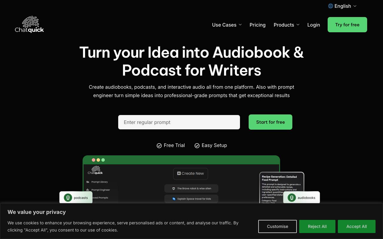 Chatquick website preview