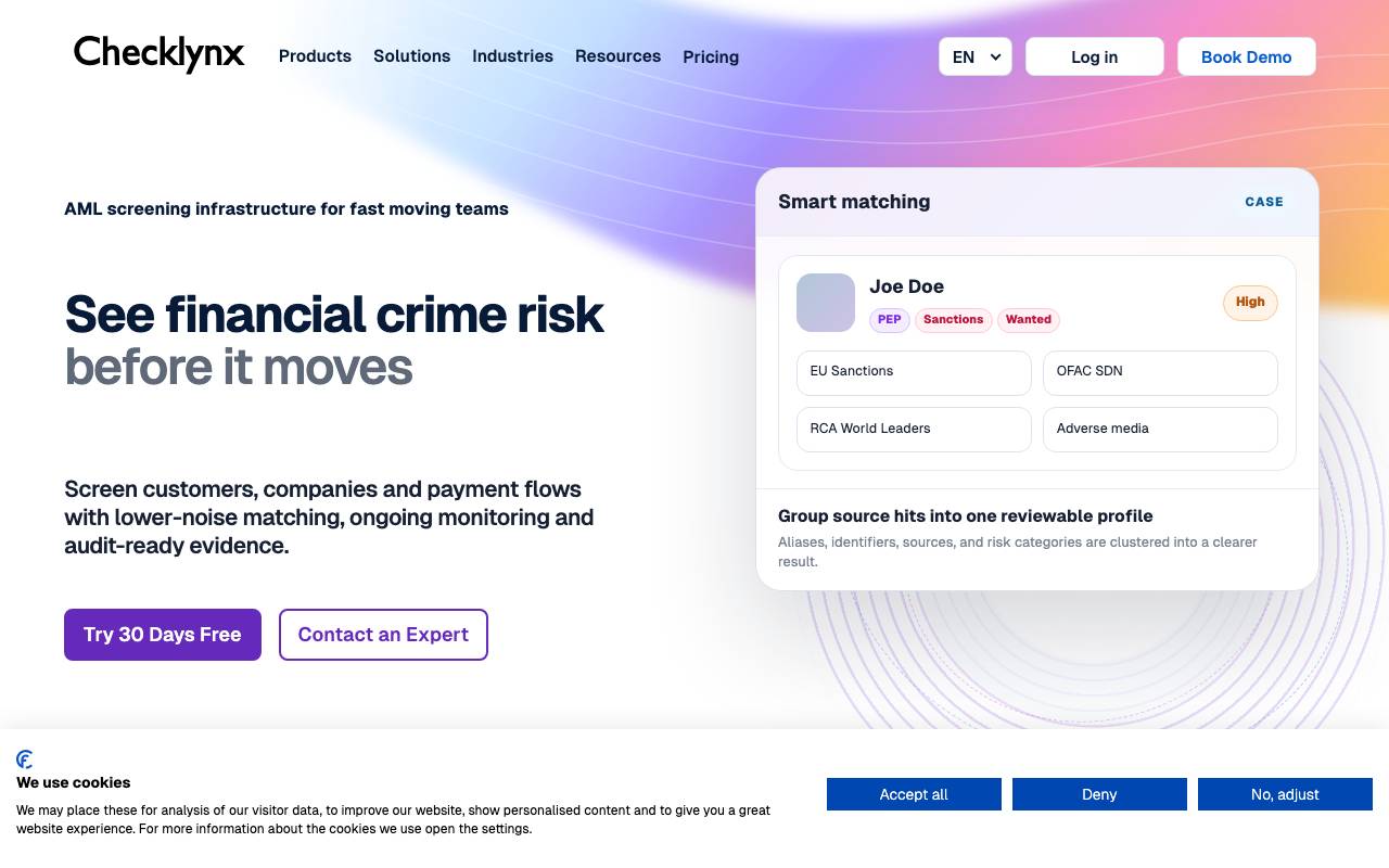 Checklynx AML Agent website preview