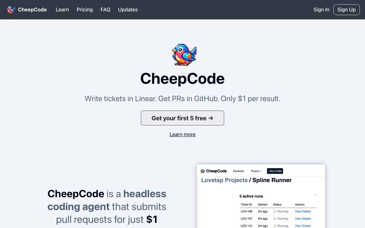 CheepCode website preview