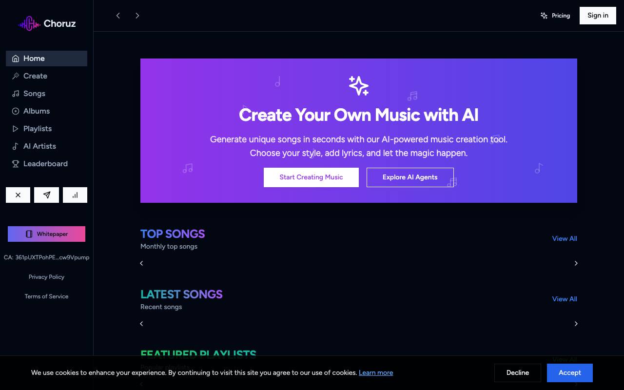 Choruz AI website preview