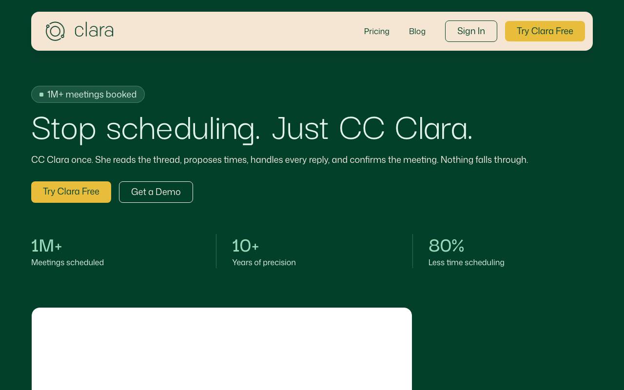 Clara AI website preview