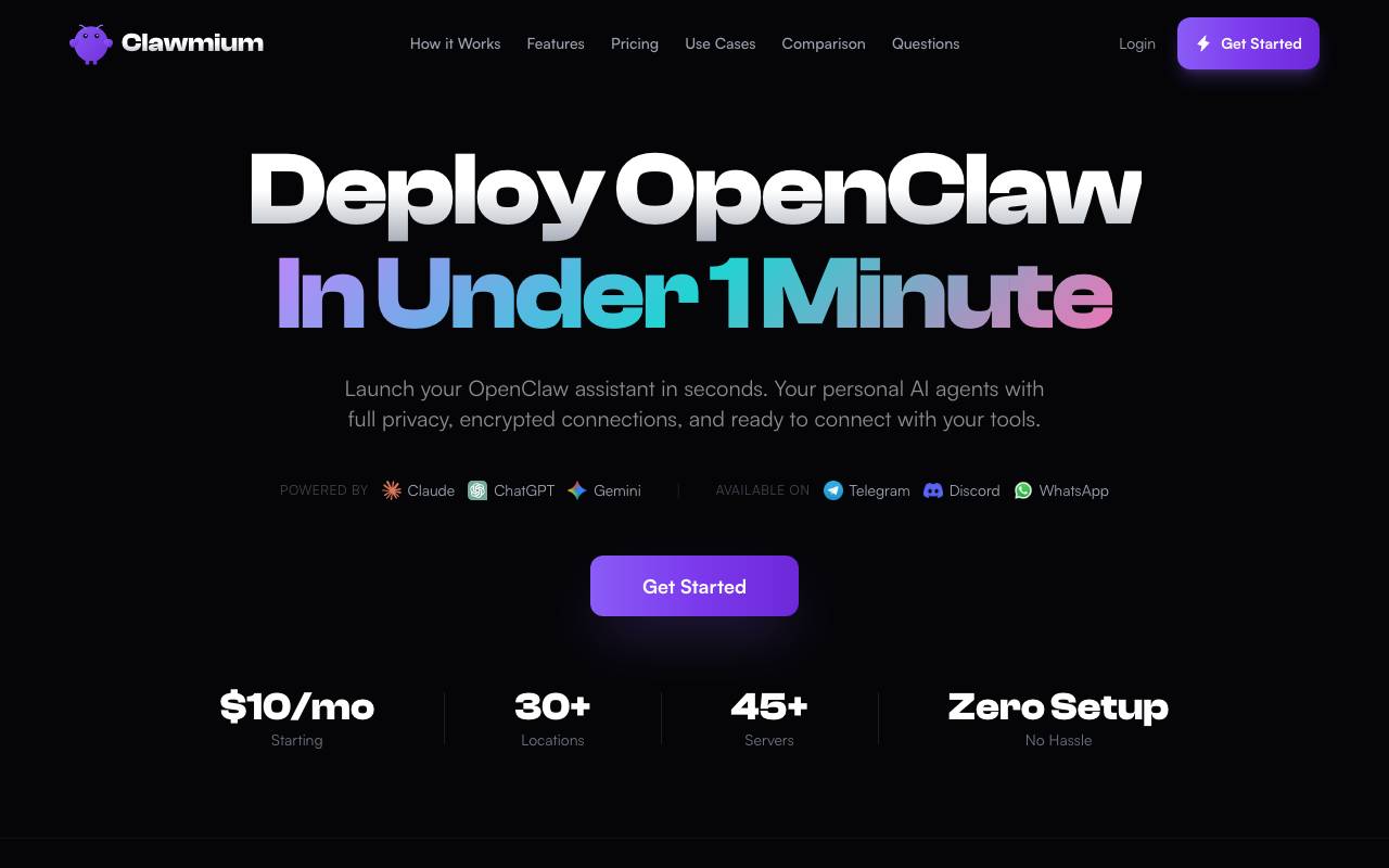 Clawmium website preview