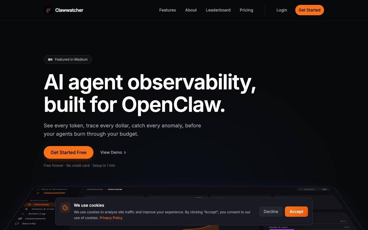 ClawWatcher website preview
