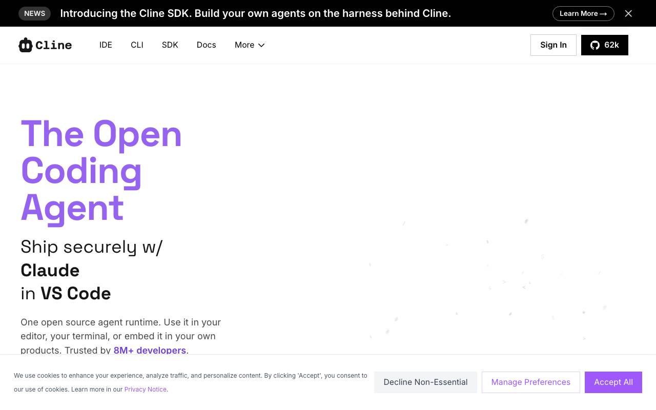 Cline website preview