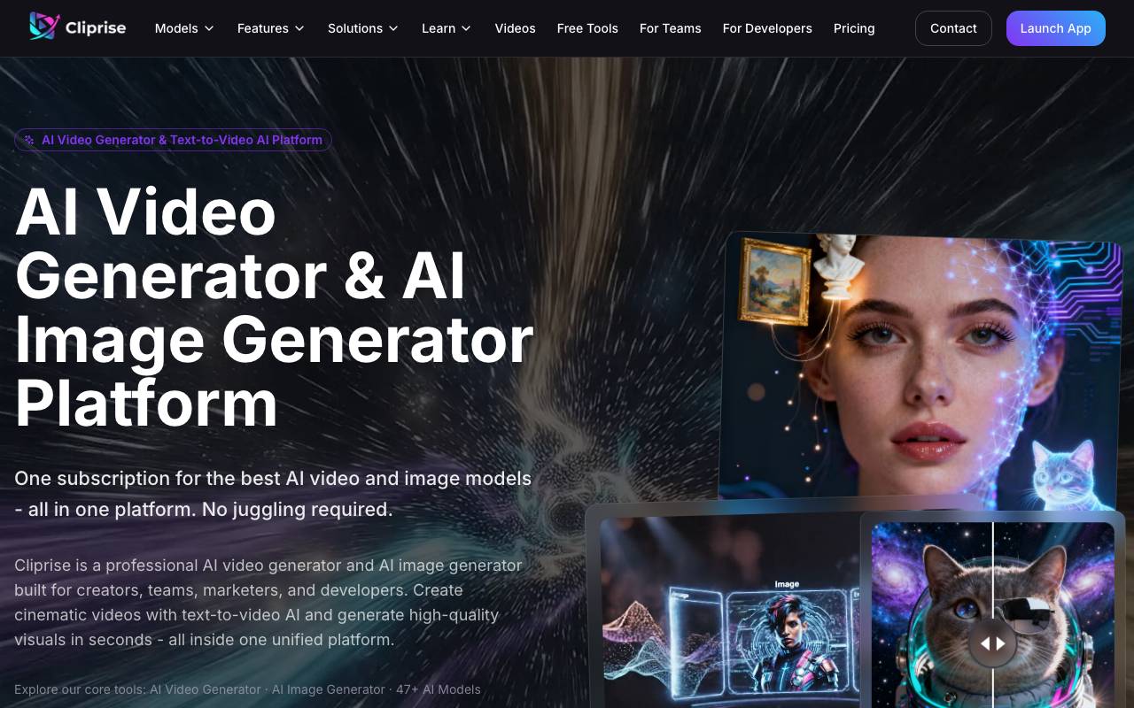 Cliprise website preview