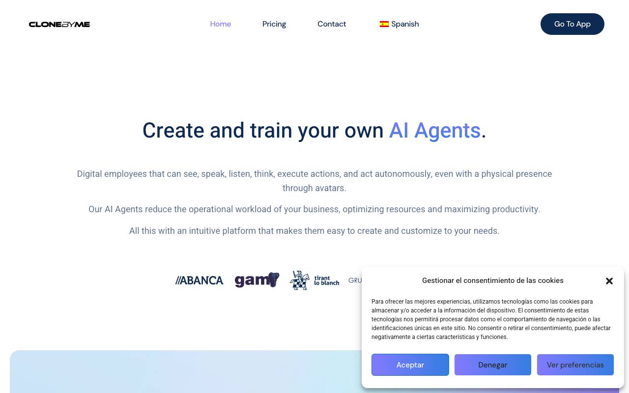 CloneByMe website preview