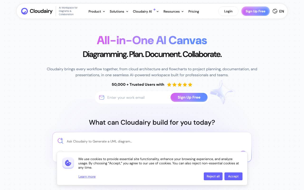 Cloudairy website preview