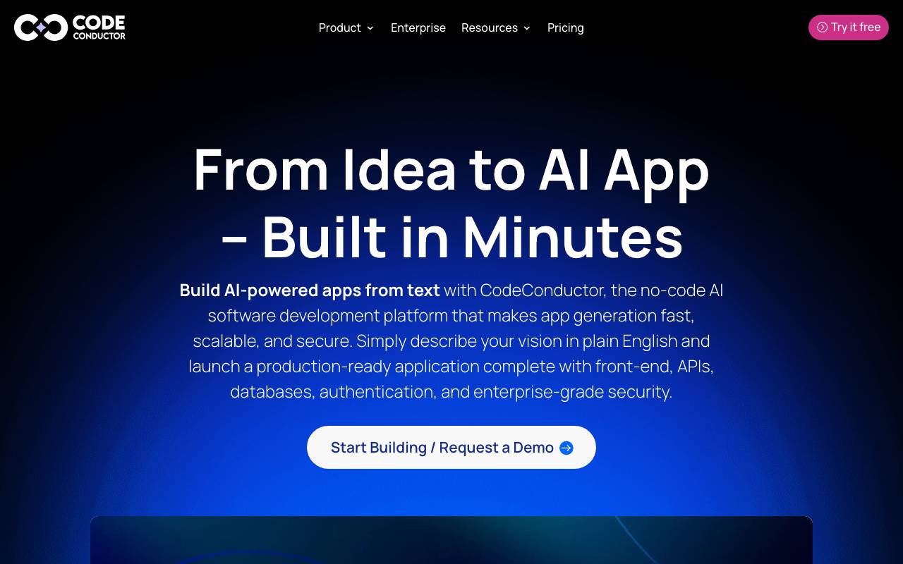 CodeConductor website preview