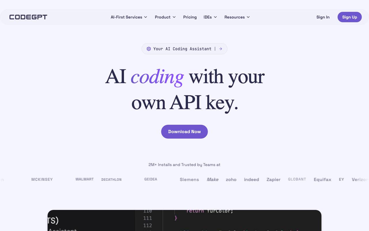CodeGPT website preview