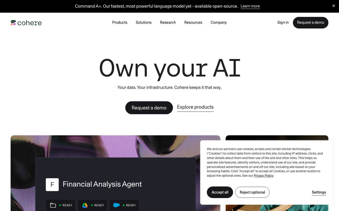 Cohere website preview