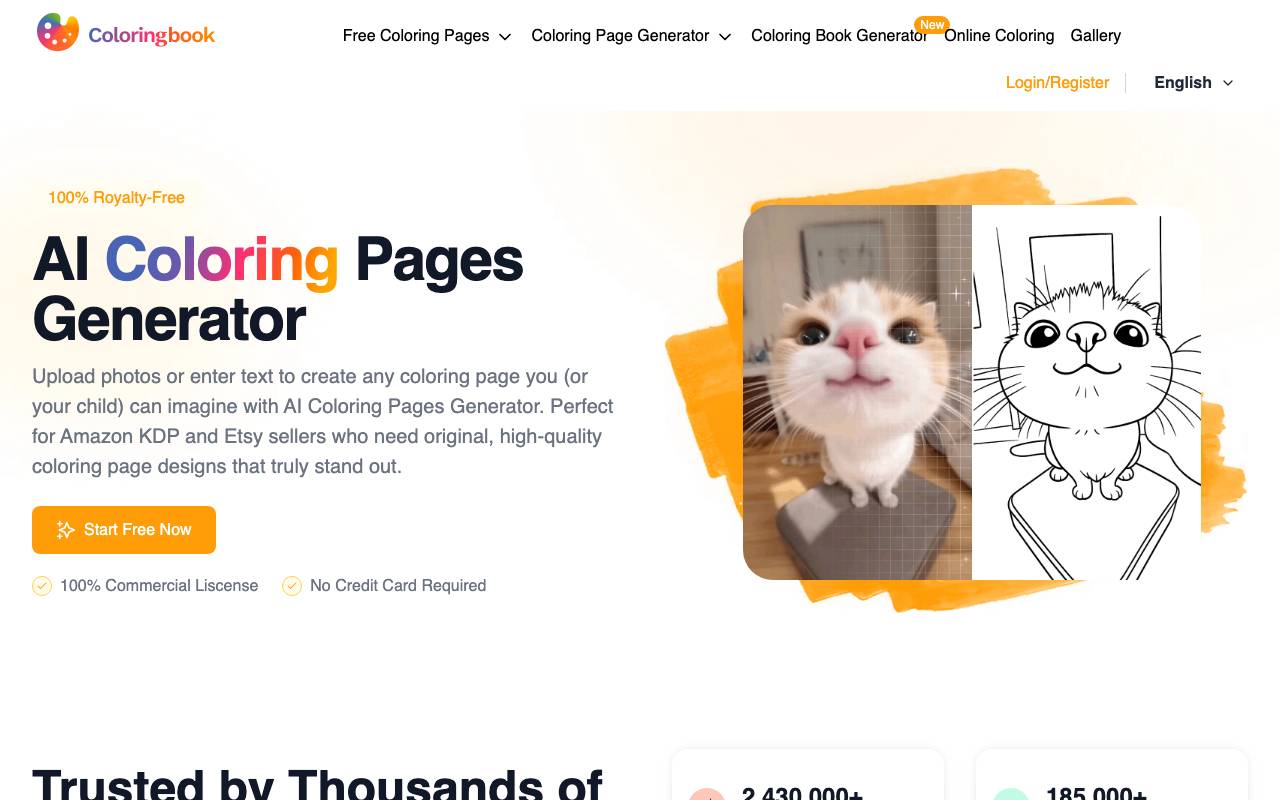 Coloringbook AI website preview