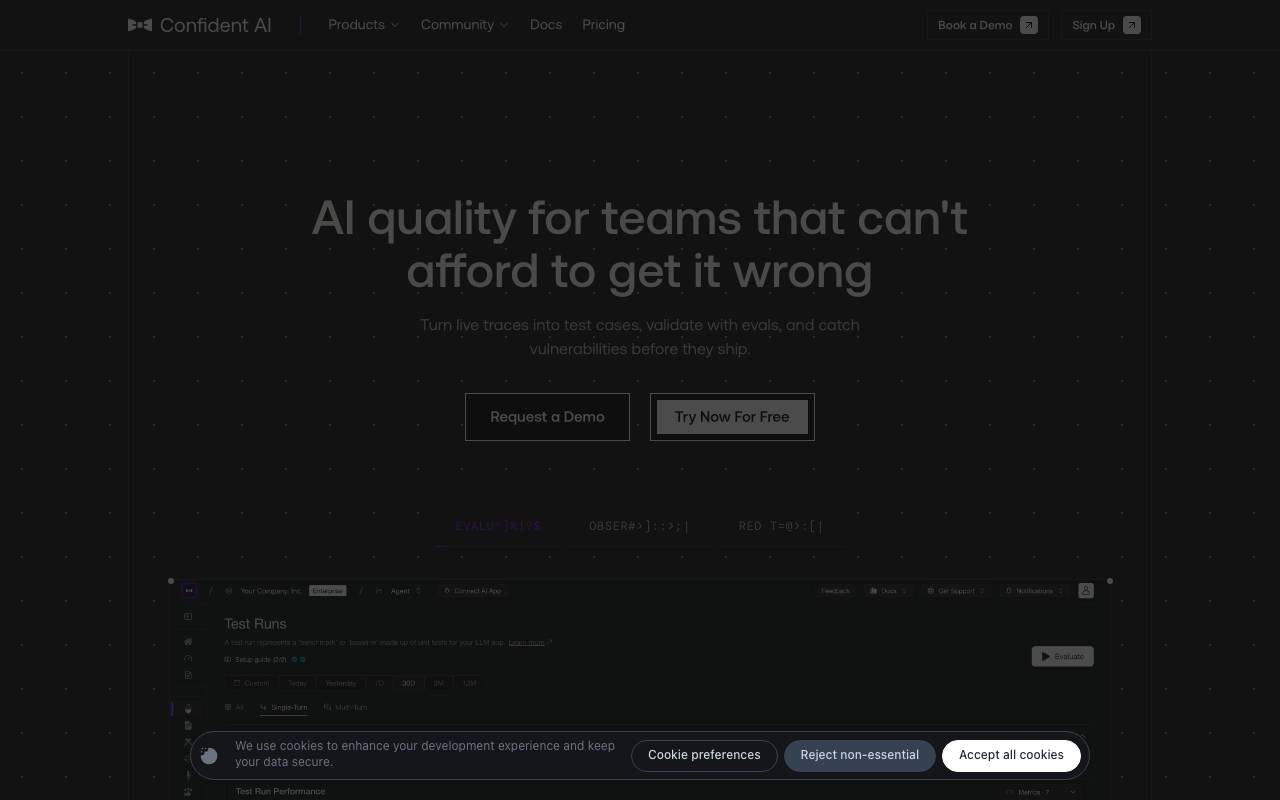 Confident AI website preview