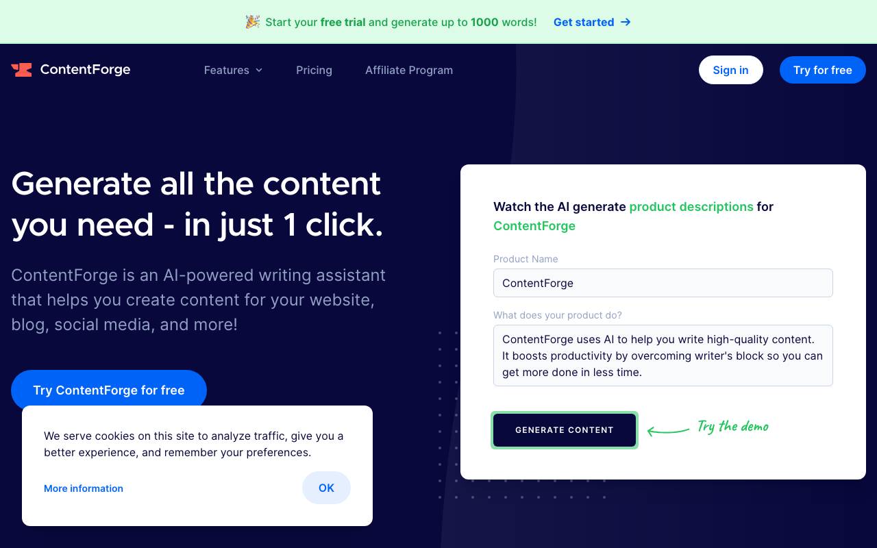 ContentForge website preview