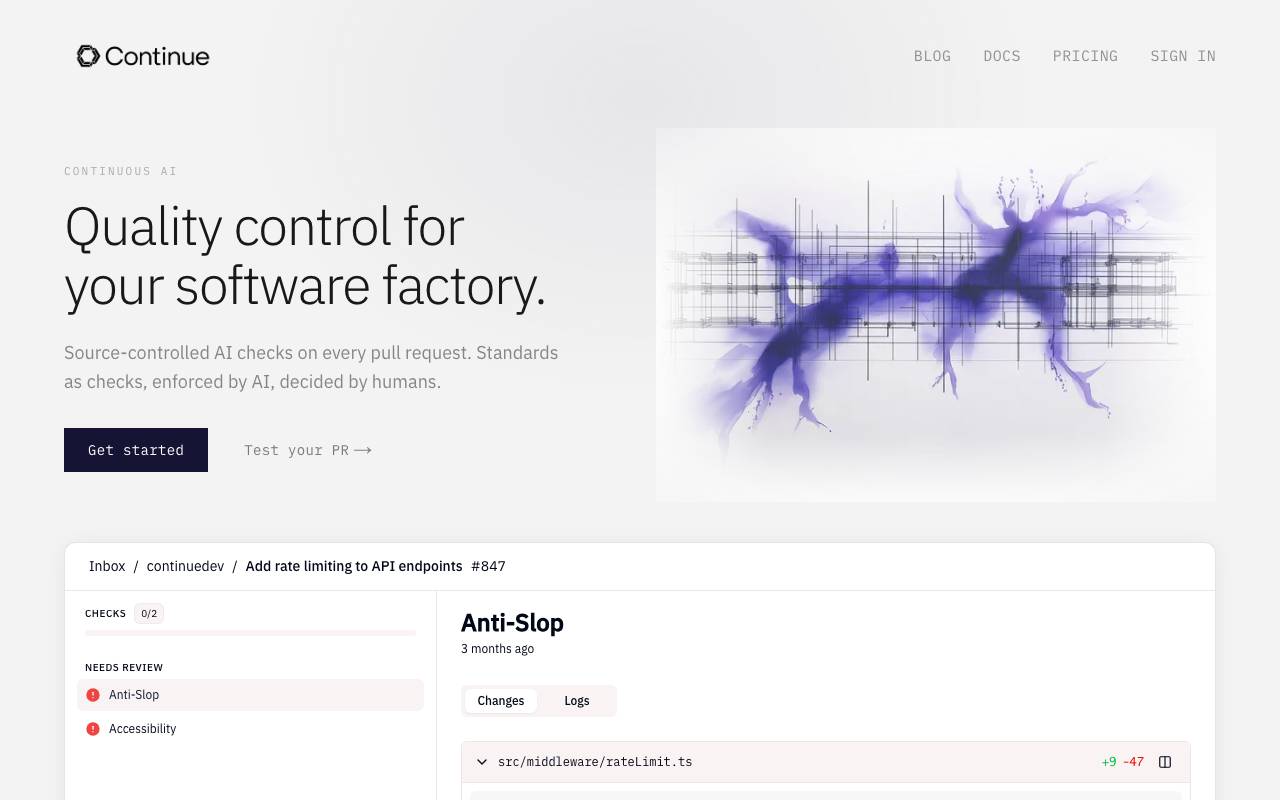 Continue website preview